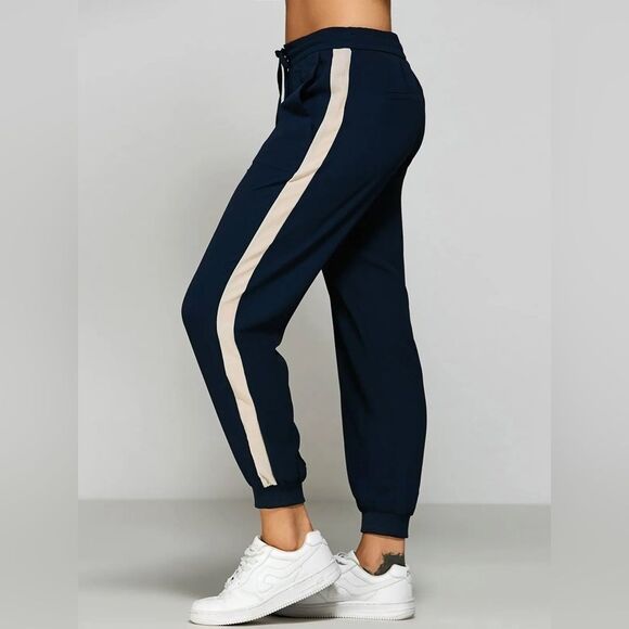 THREADS OF PRVLG Side Striped Cashmere Jogging Pants in Black M - Picture 1 of 13